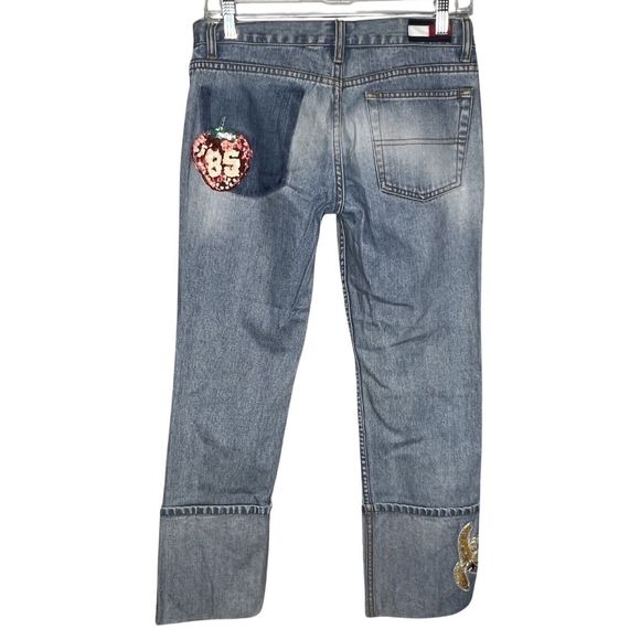 Tommy Hilfiger Jeans Womens 5/6 Sequins Artsy Embellished Cropped Vintage Y2K - Picture 2 of 9
